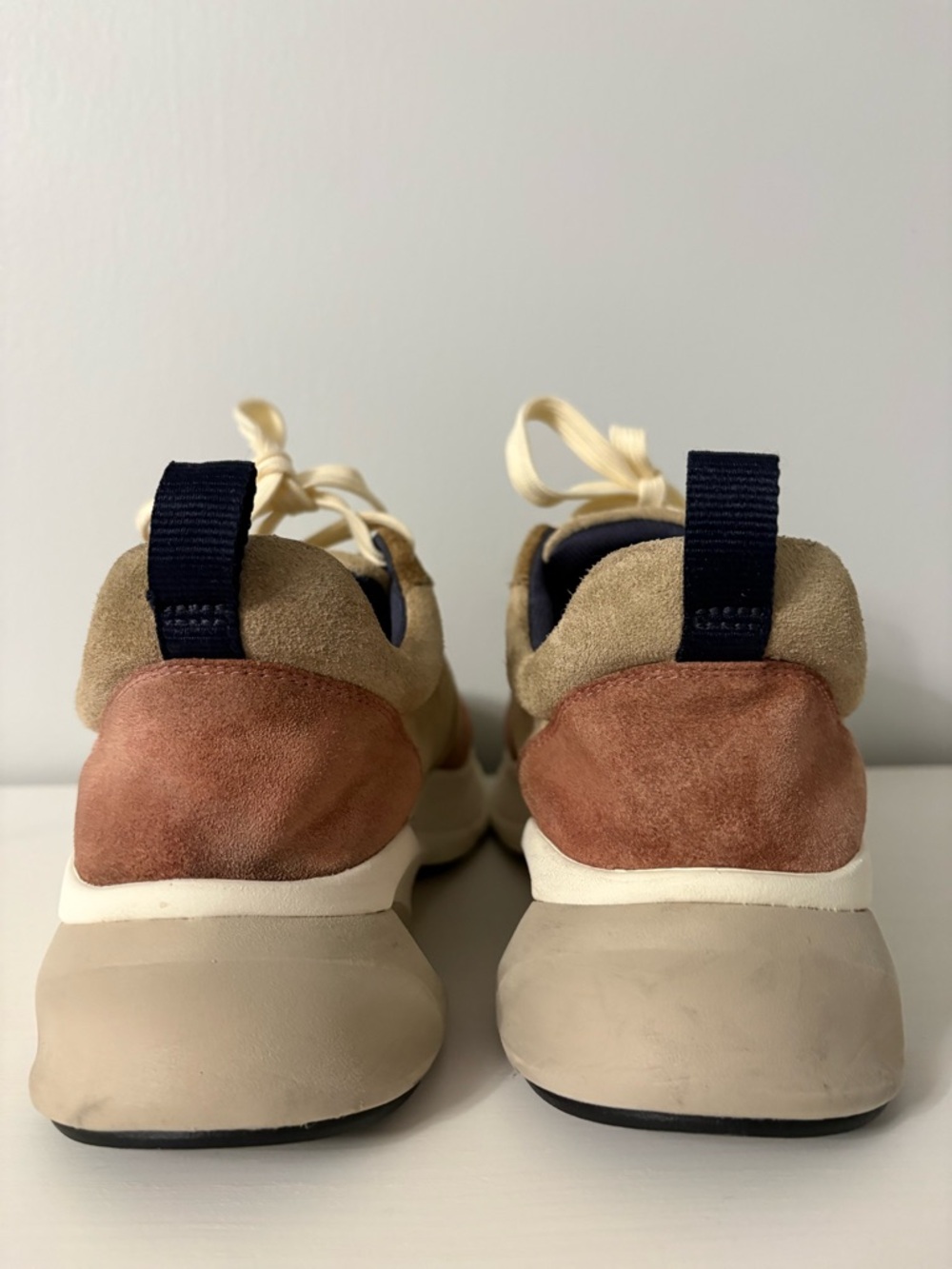 Tory Burch Good Luck Trainer Suede Colorblock Sneaker 8 Moon Pink/Cream - Picture 6 of 8